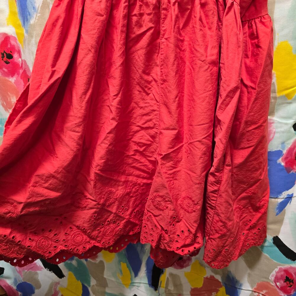 Maeve Anthropologie red sleeveless eyelet embroidered wide leg romper large - Picture 9 of 13